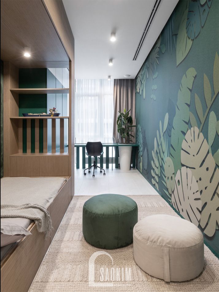 Không gian phòng ngủ kết hợp phòng làm việc