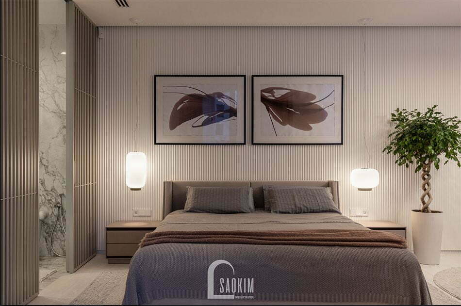 Không gian phòng ngủ Master căn hộ 84m2 chung cư The K Park