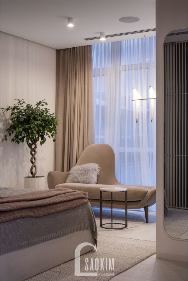 Không gian phòng ngủ Master nhẹ nhàng, thư giãn
