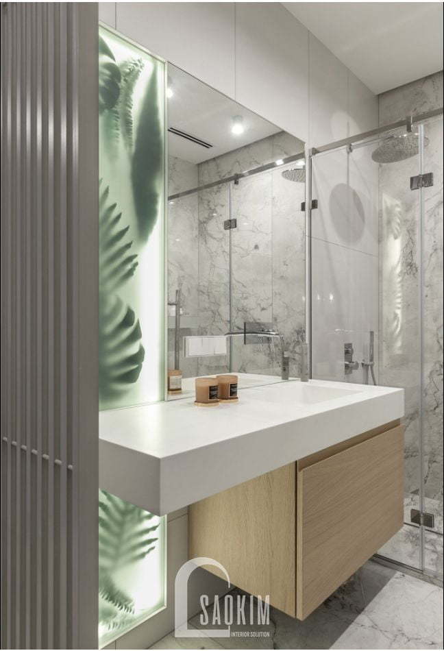 Không gian phòng tắm sạch sẽ, thoáng mát