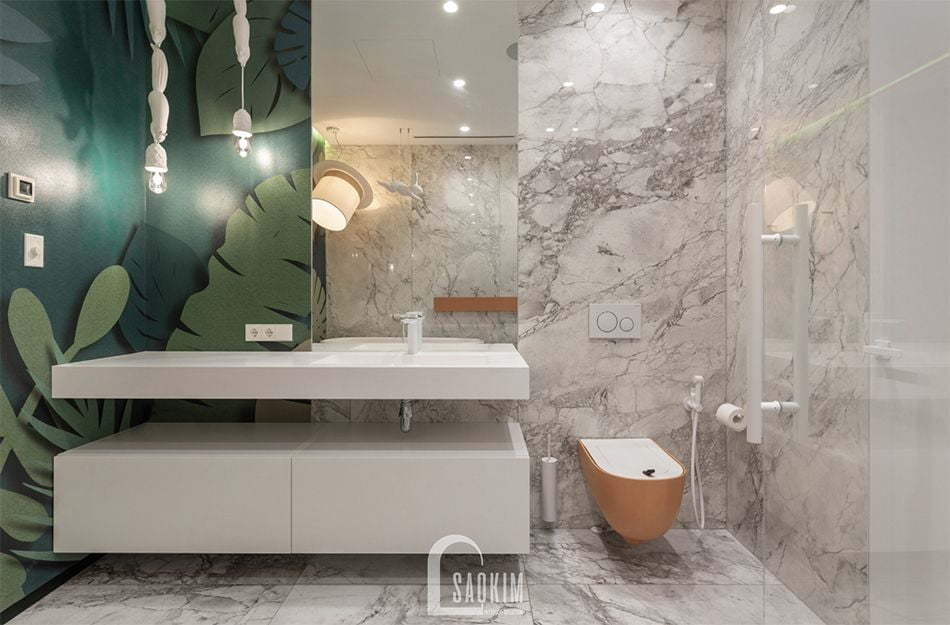 Mẫu thiết kế không gian phòng tắm 2 căn hộ 3 phòng ngủ chung chư The K Park