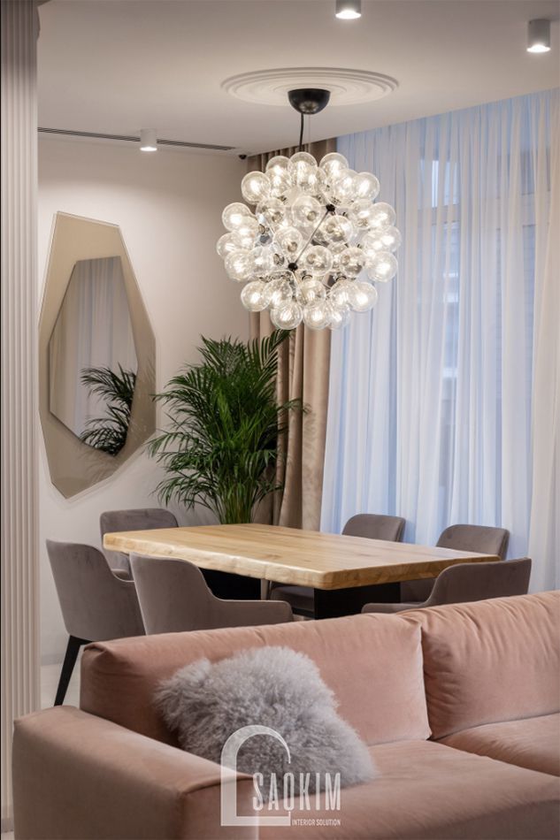 Không gian phòng ăn trong thiết kế căn hộ 3 phòng ngủ chung cư The K Park