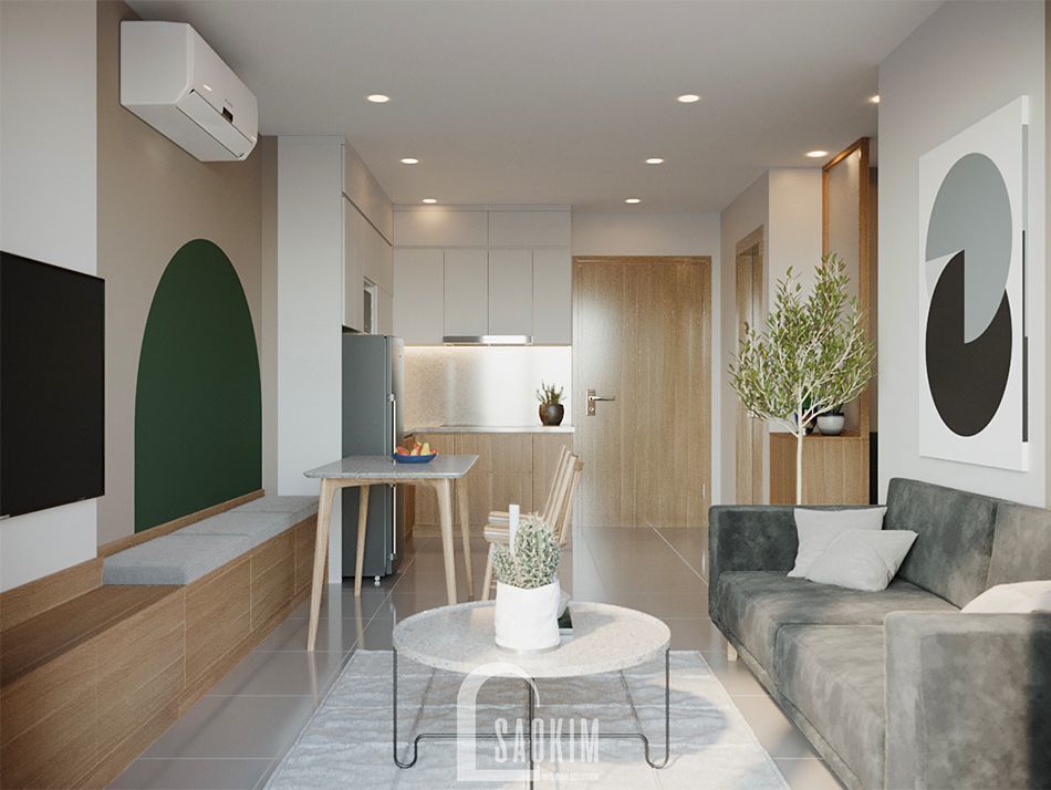 Không gian mở căn hộ Vinhomes Ocean Park mang phong cách Color Block