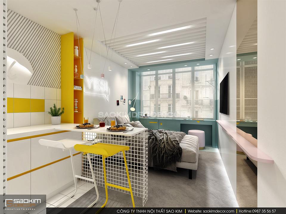 Thiết kế nội thất tối giản, tiện nghi cho căn hộ nhỏ 25m2