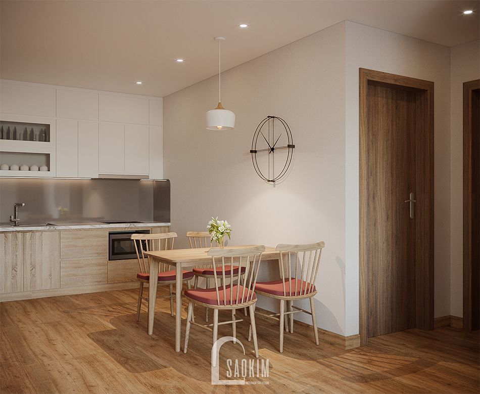 Không gian phòng ăn mẫu thiết kế thi công căn hộ 84m2 Grand Sài Đồng
