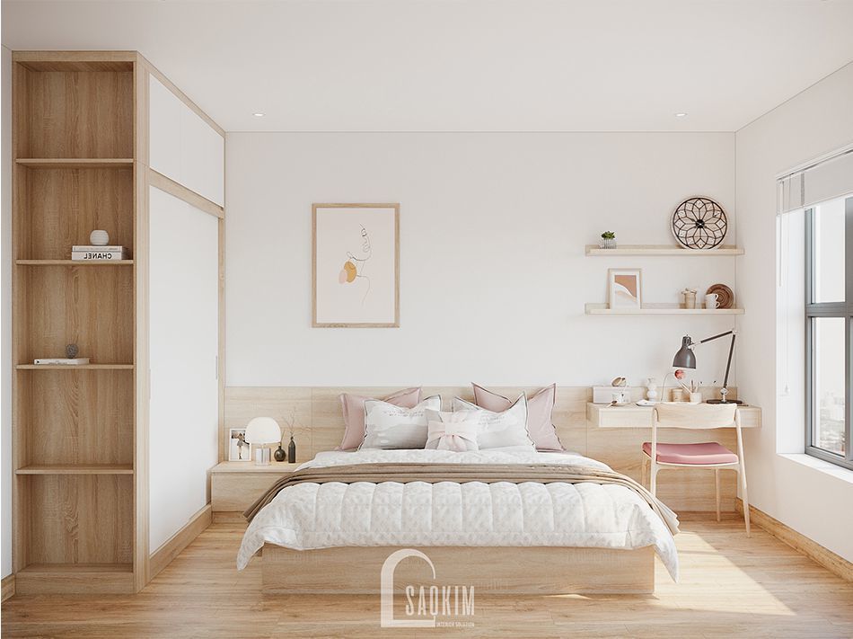 Không gian phòng ngủ 2 căn hộ 84m2 chung cư Grand Sài Đồng
