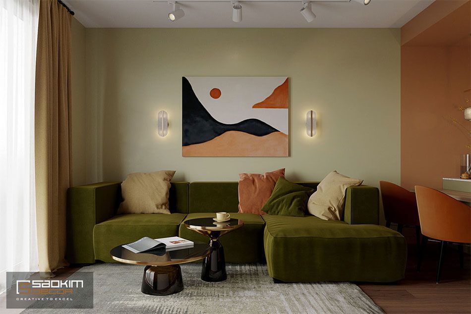 Phong cách thiết kế nội thất Color block sử dụng những khối màu sắc tương phản làm nổi bật những đường nét nội thất