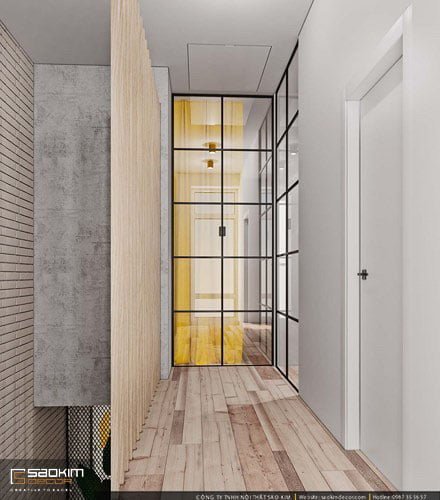 Thiết kế căn hộ đẹp, chất liệu màu gỗ tự nhiên được sử dụng