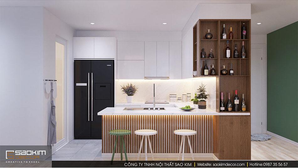 Thiết kế nội thất phòng bếp chung cư 70m2 