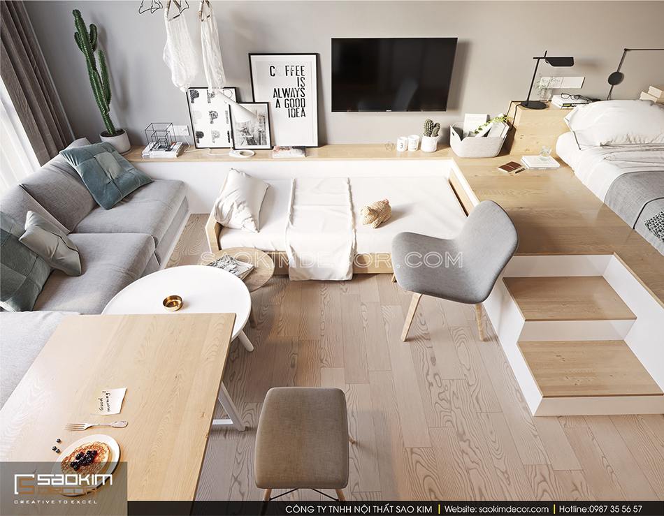 THIẾT KẾ NỘI THẤT CĂN HỘ STUDIO 40M2 NGHI TÀM, TÂY HỒ