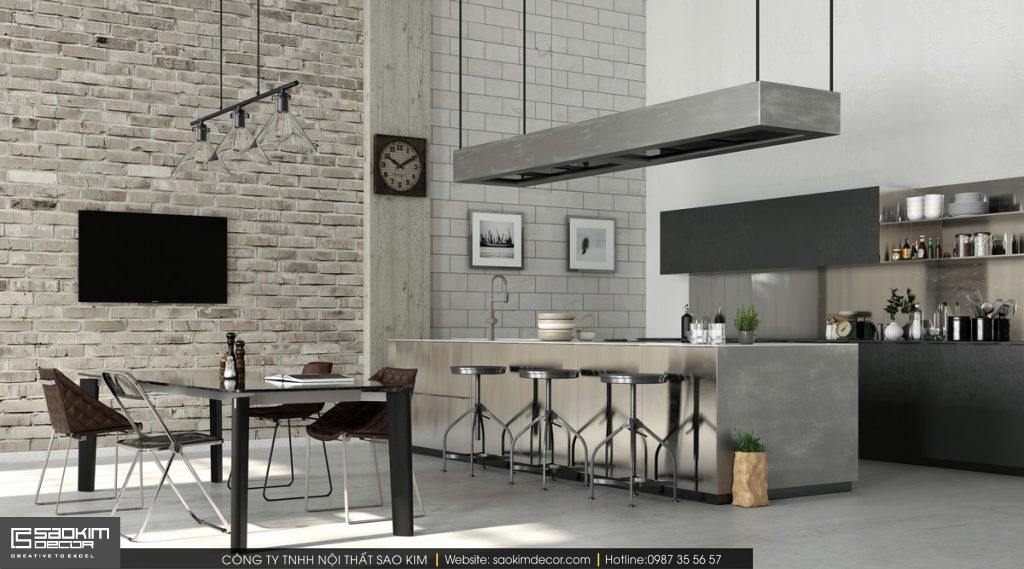 Thiết kế nội thất chung cư giá rẻ đẹp phong cách công nghiệp