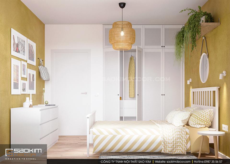 Không có quá nhiều đồ nội thất xuất hiện trong căn phòng ngủ