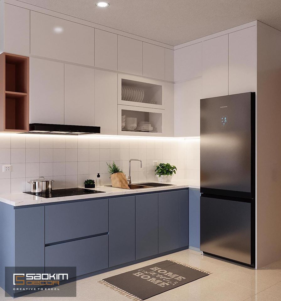 Thiết kế nội thất phòng bếp theo phong cách Color block