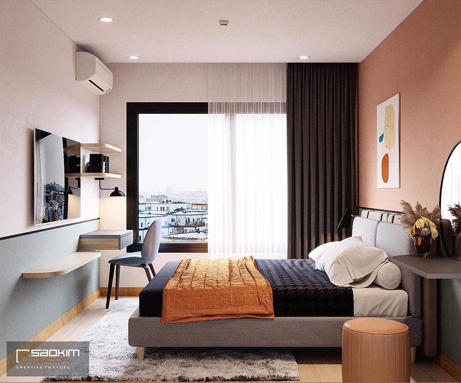 Thiết kế nội thất phòng ngủ theo phong cách Color block mang đến không gian trần đầy sức sống