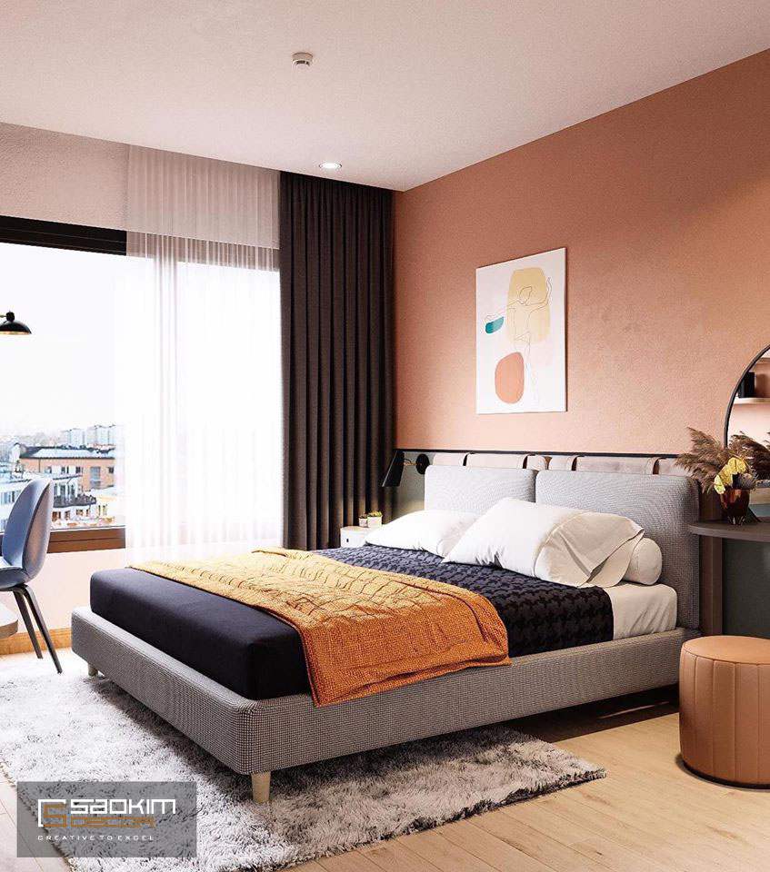 Những màu ấm không quá chói được lựa chọn cho phòng ngủ người lớn