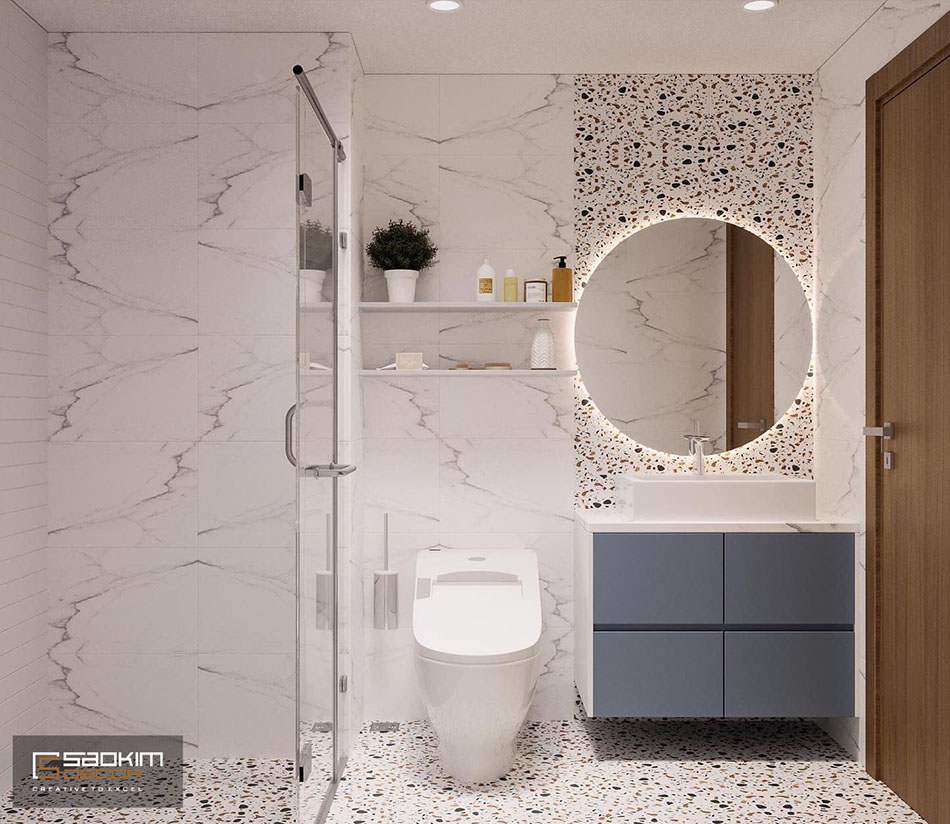 Thiết kế nội thất phòng tắm theo phong cách Color block