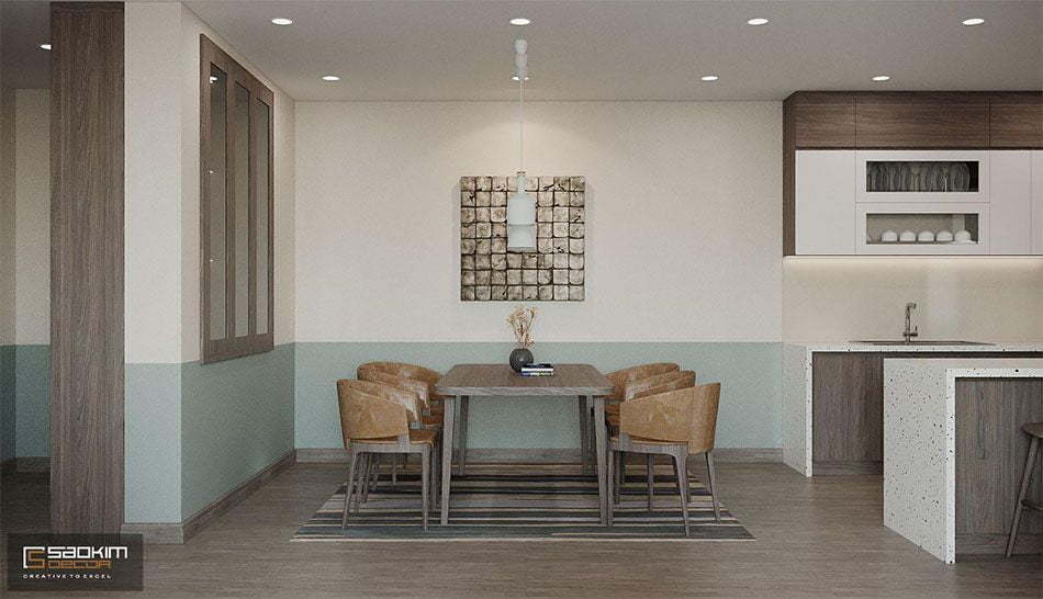 Phòng ăn rộng thoáng với cách trang trí đơn giản