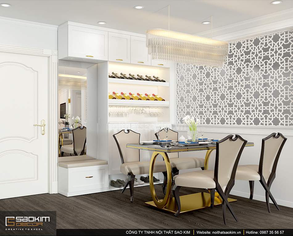 Mẫu thiết kế nội thất phòng ăn theo phong cách tân cổ điển