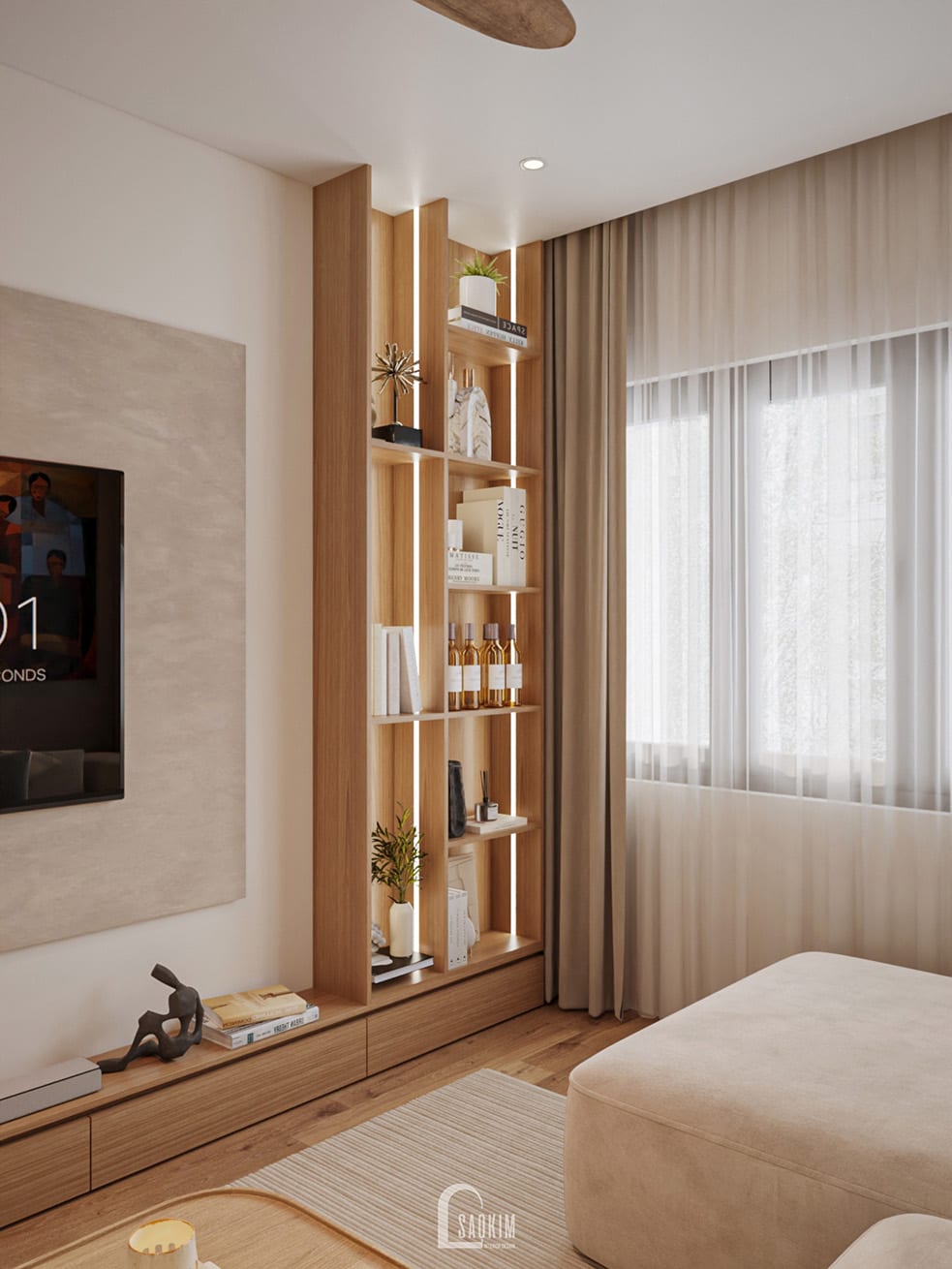 Thiết kế phòng khách nhà phố 50m2 - 5 tầng tại Hà Nội