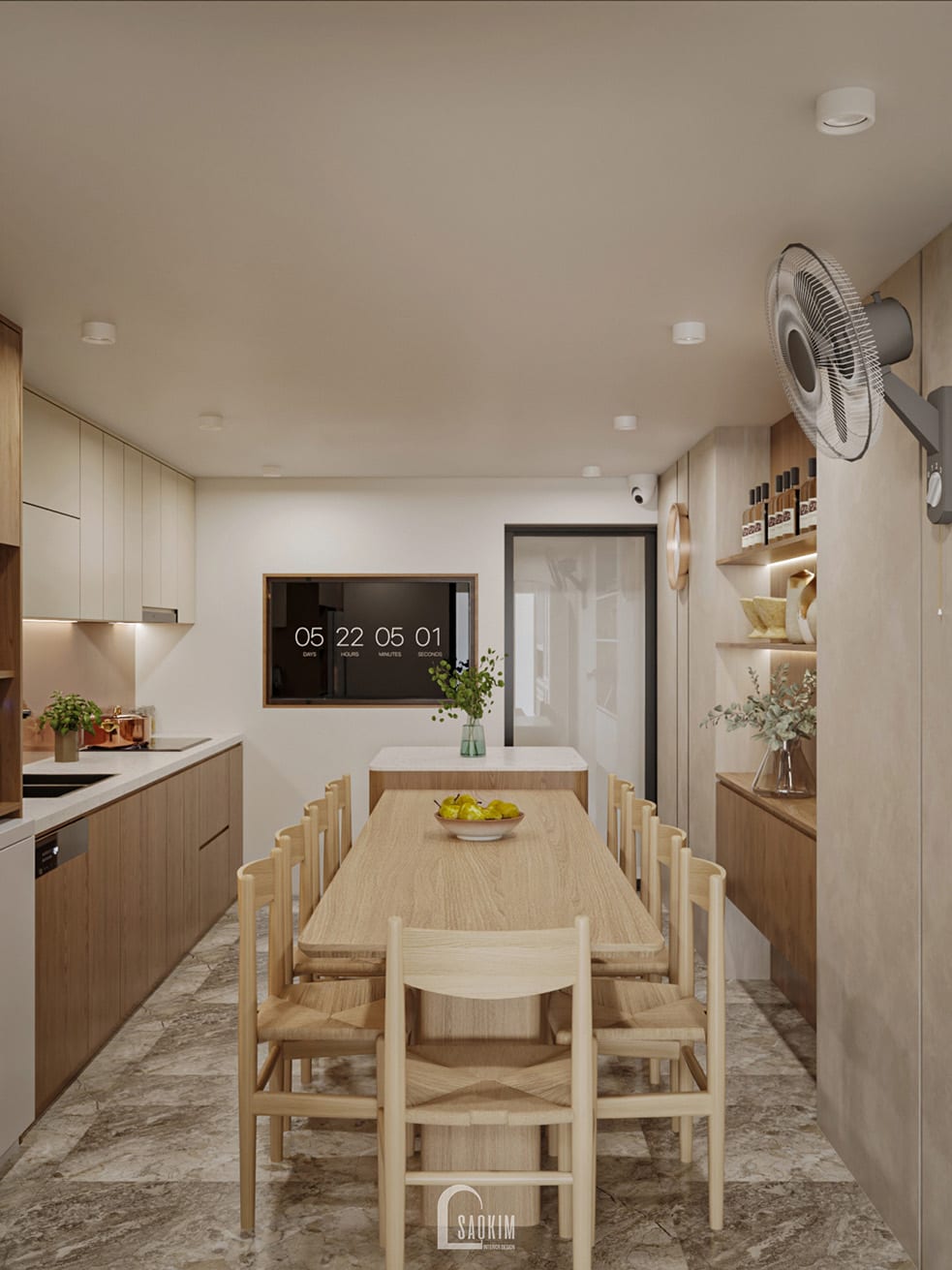 Thiết kế phòng bếp nhà phố Kim Mã - Hà Nội theo phong cách nội thất Japandi