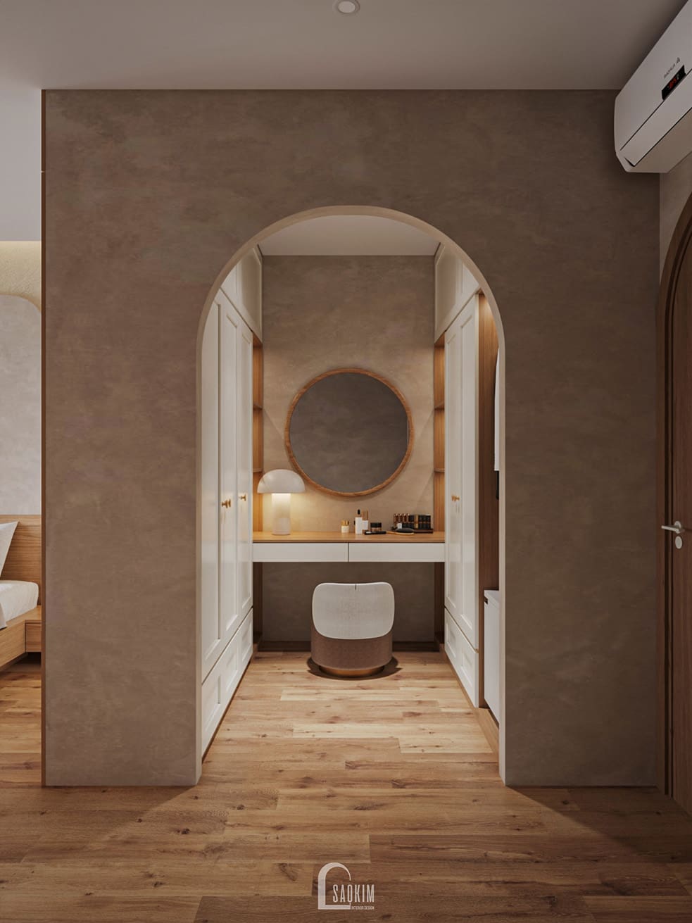 Thiết kế nhà phố 5 tầng 50m2 bố trí phòng thay đồ riêng cho phòng ngủ chính