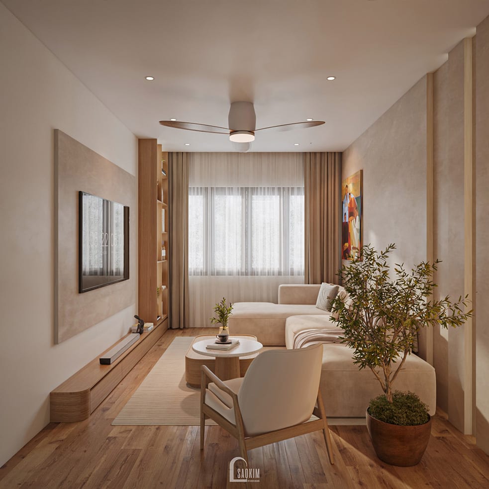 Thiết kế nhà phố 5 tầng 50m² phong cách Japandi ở Kim Mã – Hà Nội - không gian sống kết nối 3 thế hệ