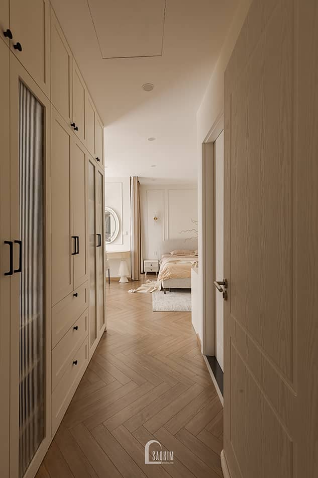 Hoàn thiện thiết kế thi công nội thất phòng ngủ master chung cư Aqua Bay Ecopark - 108m2 phong cách Parisian