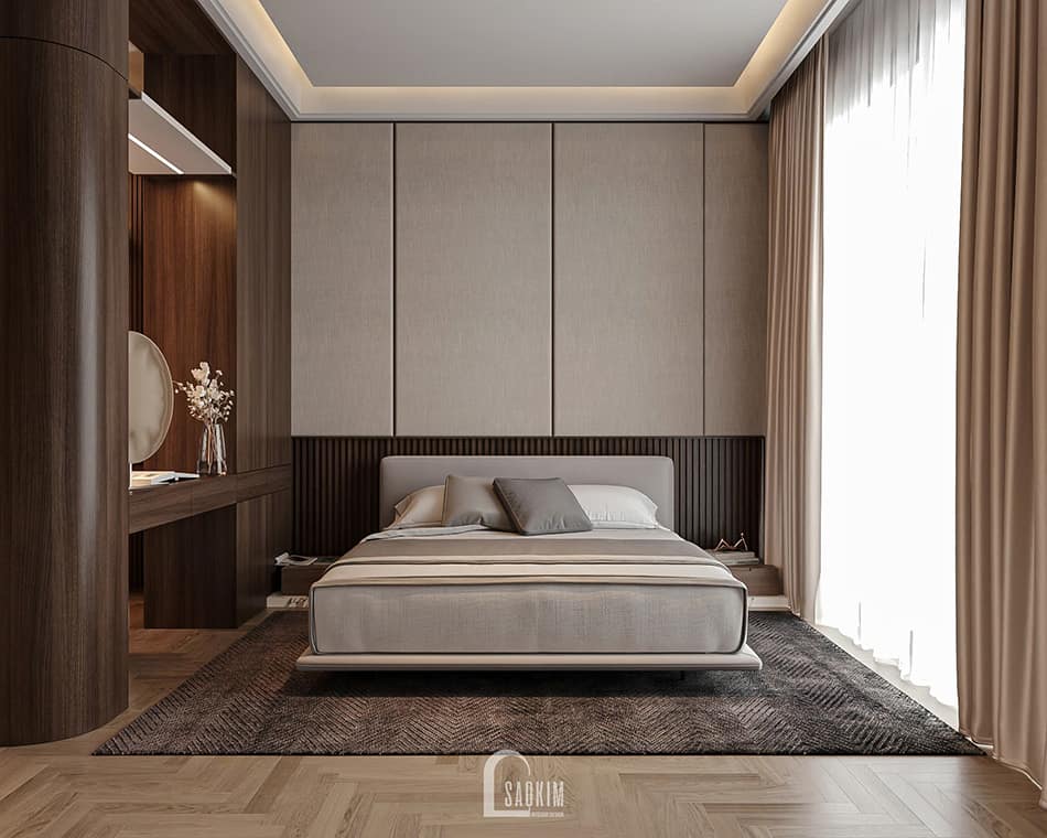 Thiết kế phòng ngủ master nhà phố liền kề Townhouse Mỹ Đình phong cách hiện đại Luxury