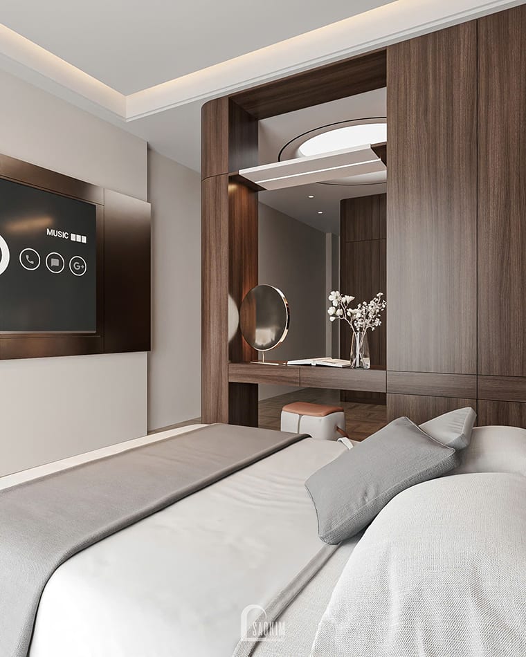 Thiết kế phòng ngủ master nhà phố liền kề Townhouse Mỹ Đình phong cách hiện đại Luxury