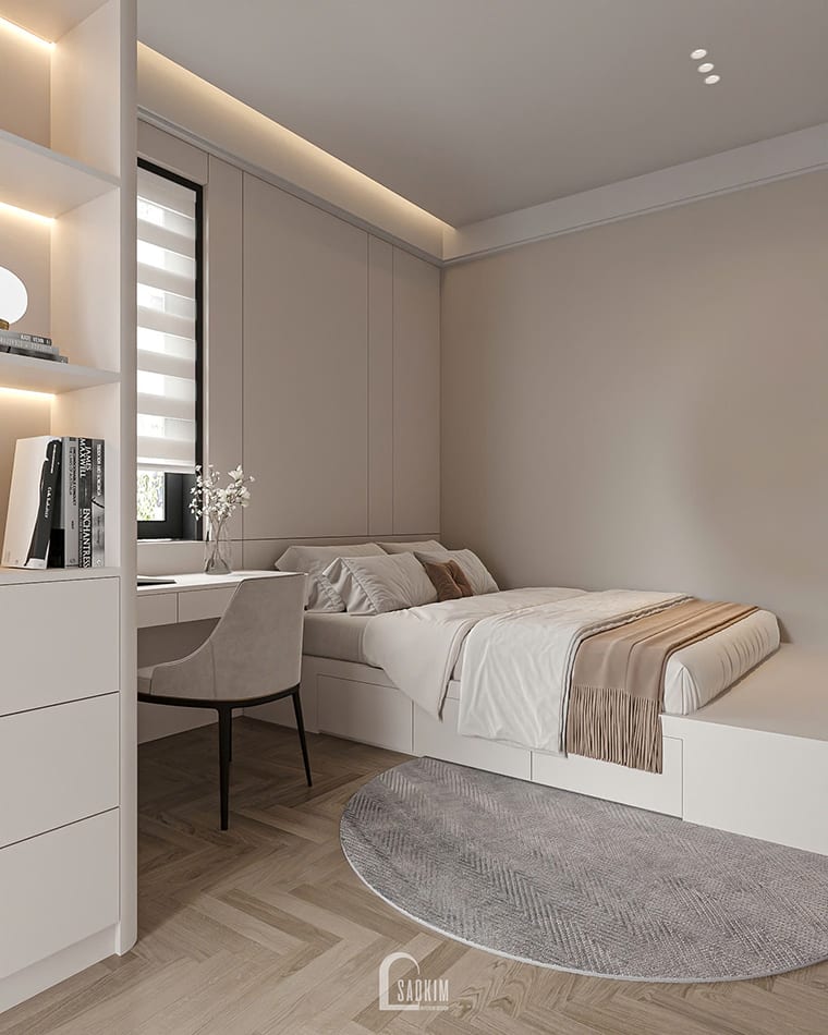 Thiết kế phòng ngủ 4 nhà phố liền kề Townhouse Mỹ Đình phong cách hiện đại