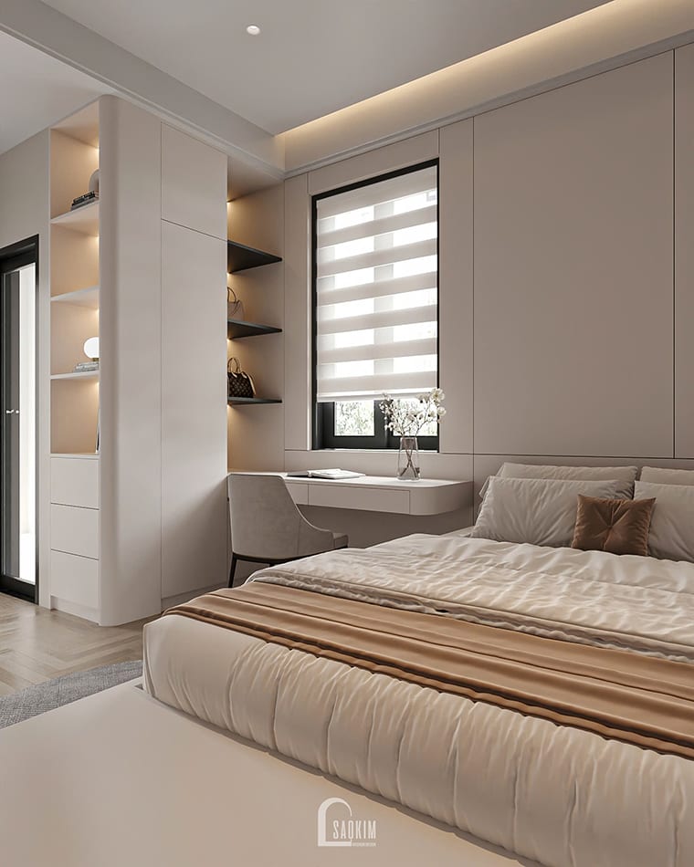 Thiết kế phòng ngủ 4 nhà phố liền kề Townhouse Mỹ Đình phong cách hiện đại