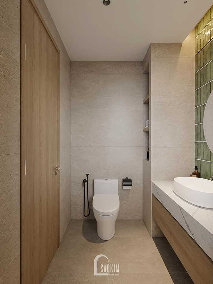 Thiết kế wc nhà phố Mỹ Đình phong cách Japandi