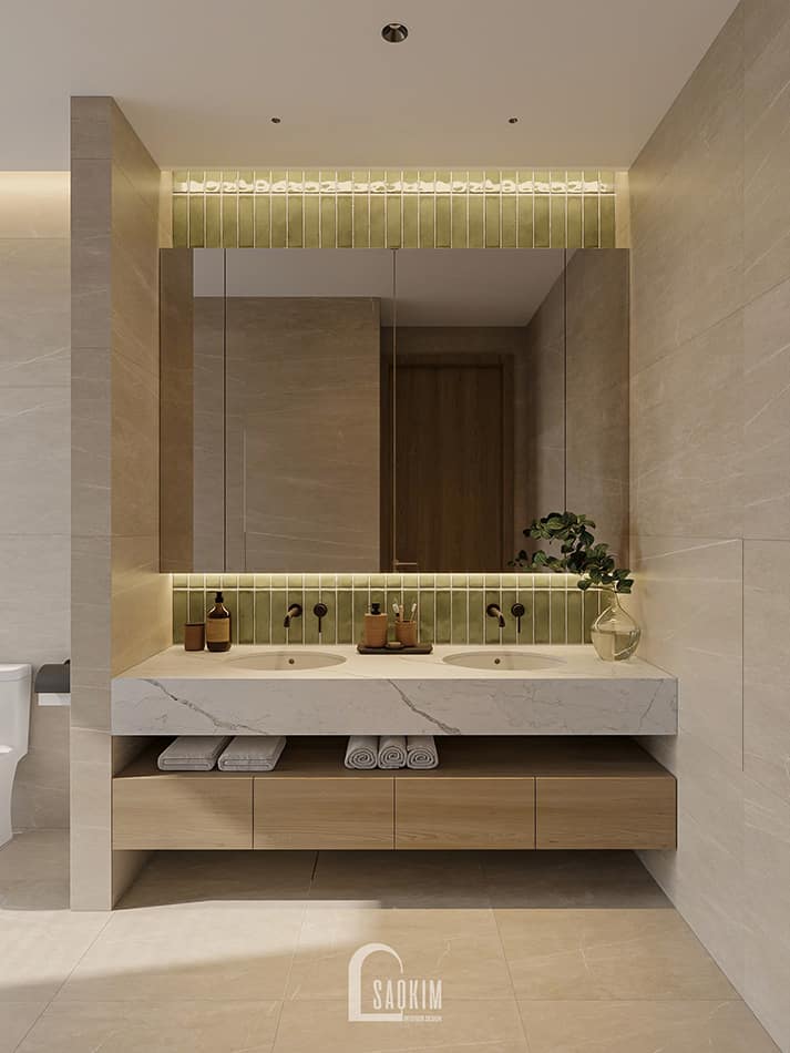 Thiết kế wc nhà phố Mỹ Đình phong cách Japandi