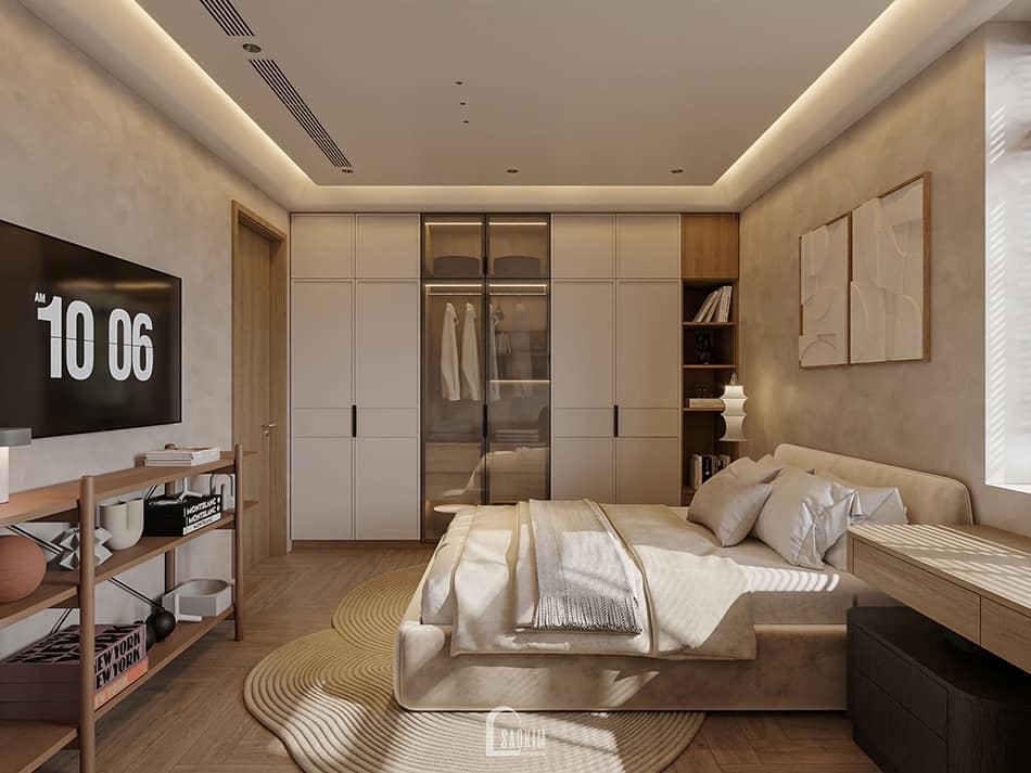 Thiết kế phòng ngủ con gái trong nhà phố 90m2 Mỹ Đình phong cách Japandi