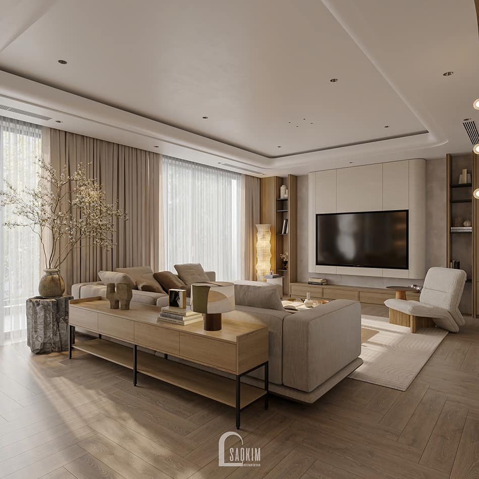 Thiết kế không gian đọc sách nhà phố 90m2 đẹp phong cách Japandi