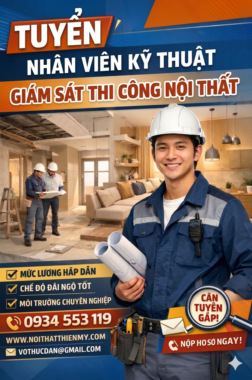 Tuyển Nhân Viên Kỹ Thuật Giám Sát Thi Công Nội Thất